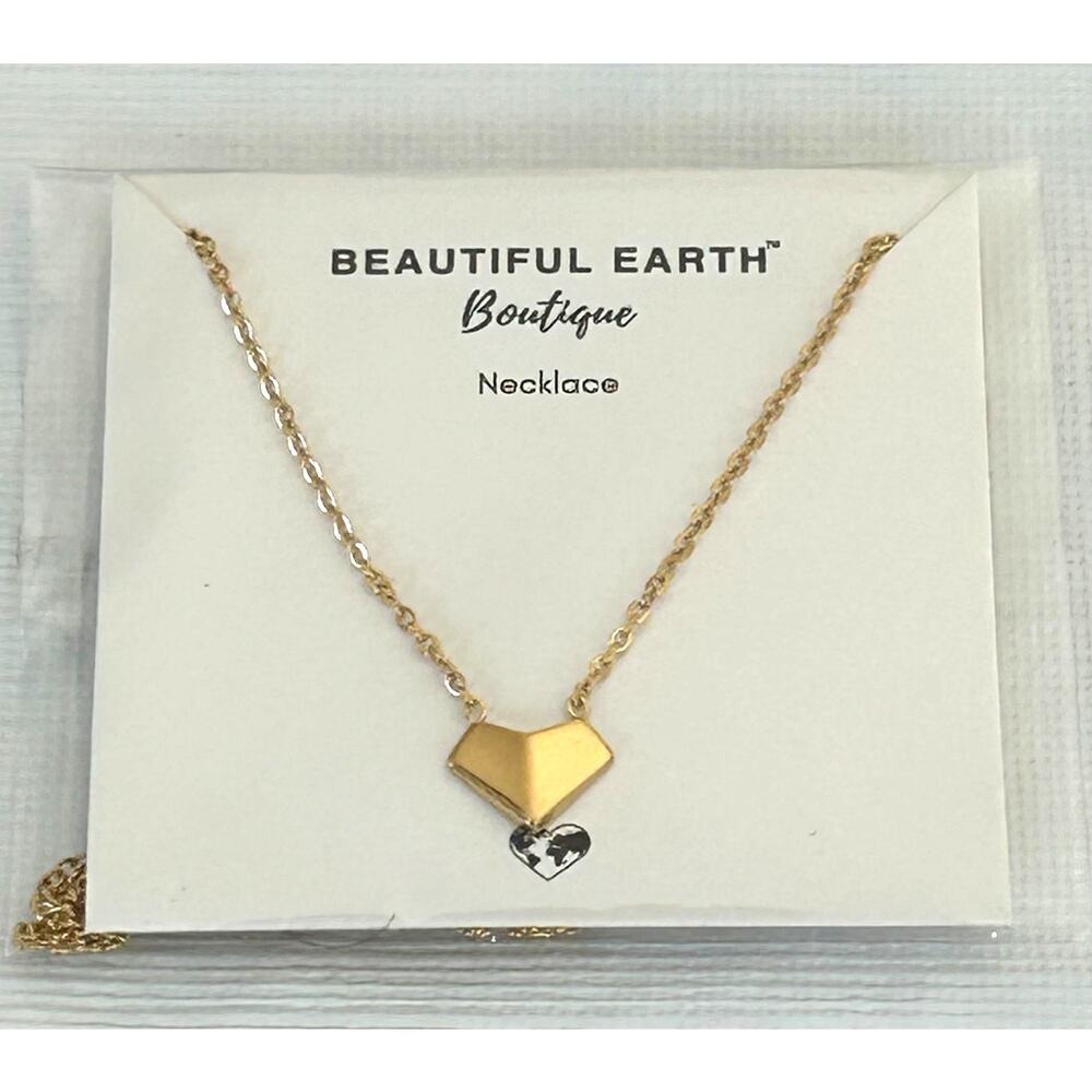 Beautiful Earth Boutique Venus Heart Necklace Gold Tone‎ Stainless Steel Origami